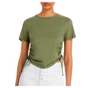 Veronica Beard Tazi side drawstring tee navy green M